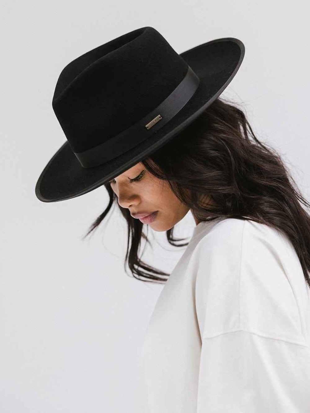 Gigi Pip black Monroe Rancher felt fedora hat size M/L adjustable western